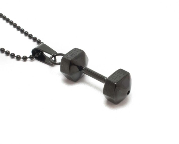 black dumbbell necklace