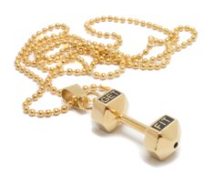 gold dumbbell necklace