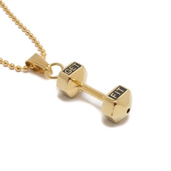 gold dumbbell necklace