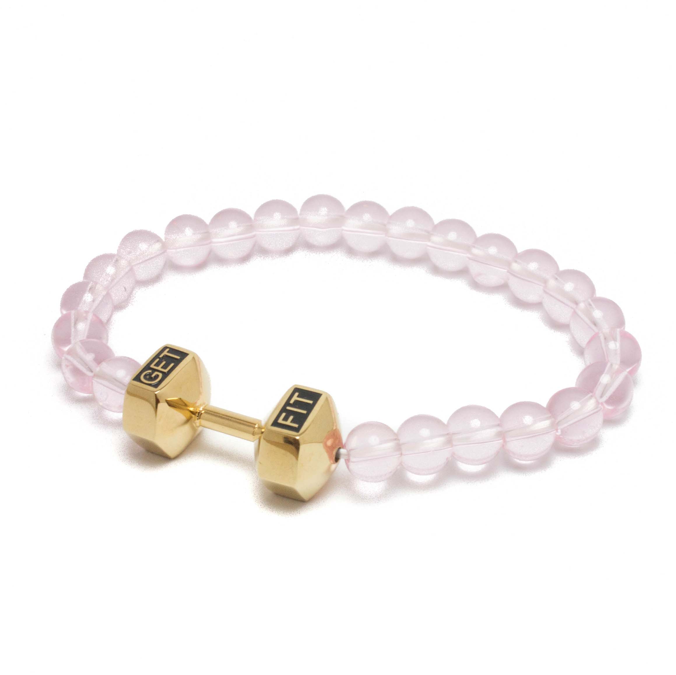 Gold Dumbbell Bracelet with Pink Beads | GETFIT