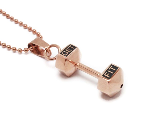 rose gold dumbbell necklace