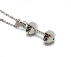 silver dumbbell necklace