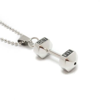 silver dumbbell necklace