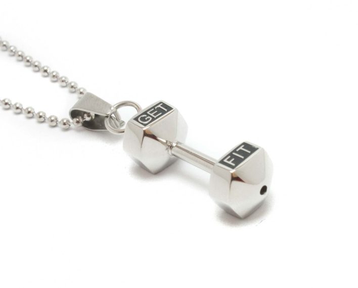 silver dumbbell necklace