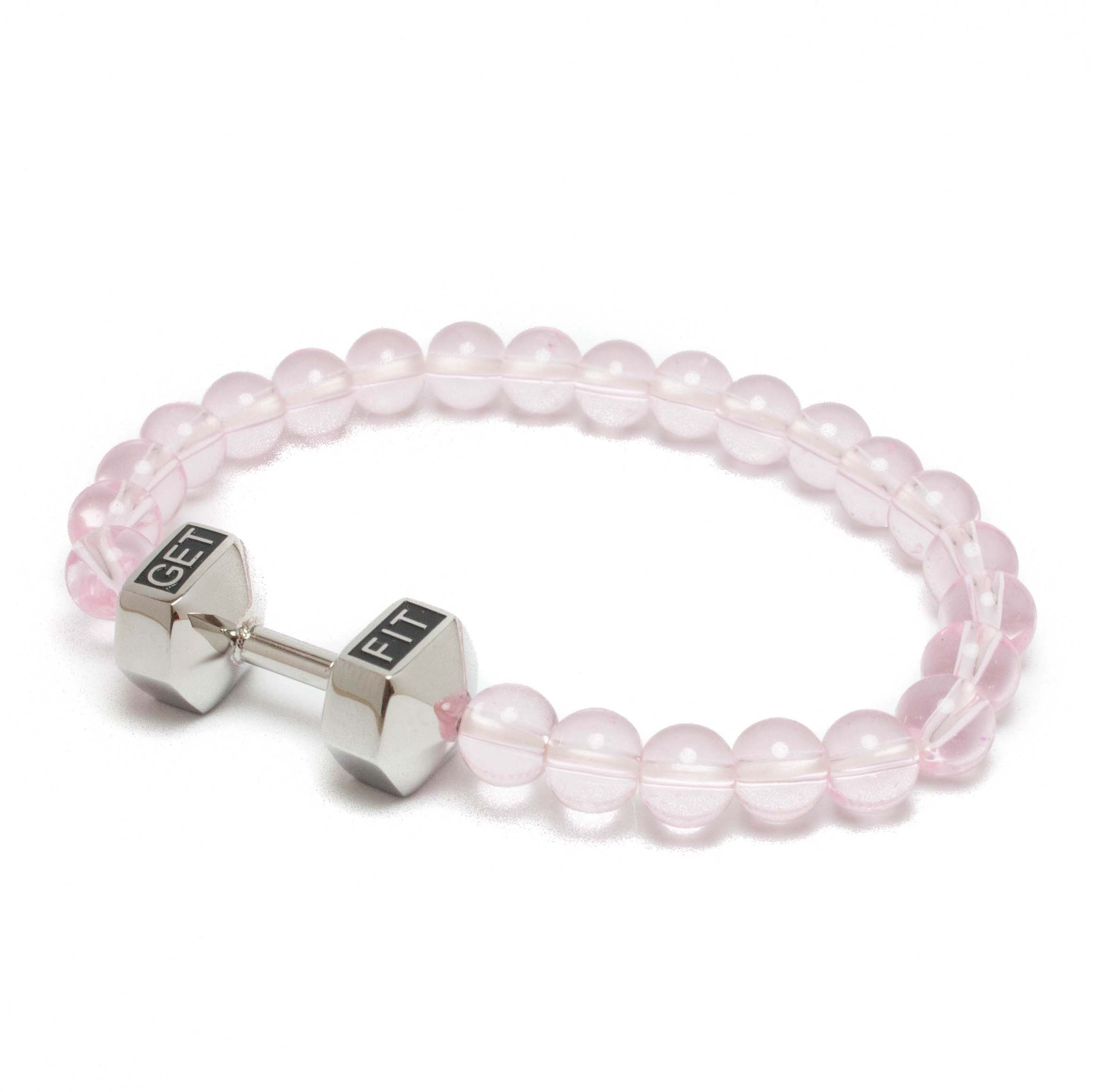 Silver Dumbbell Bracelet with Pink Beads | GETFIT
